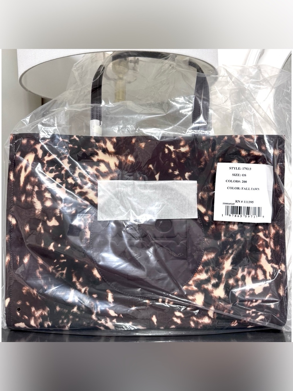 TORY BURCH ELLA PRINTED TOTE, FALL FAWN - Picture 7 of 9